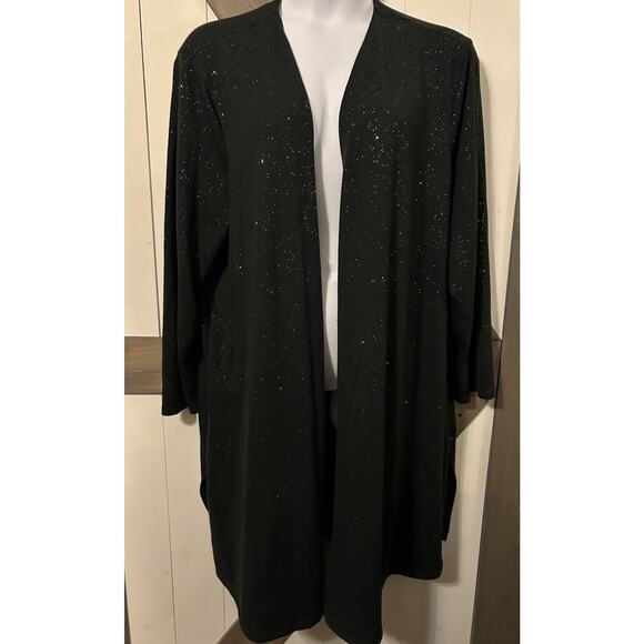 LANE BRYANT Women's Sweater - Green Silver Sparkle Cardigan 26/28 - Picture 1 of 6